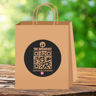 Zwart-wit moderne zakelijke Instagram QR-code Ronde Sticker