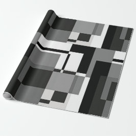 Zwart-Wit Mondriaan Stijl Abstract Geometrisch Cadeaupapier