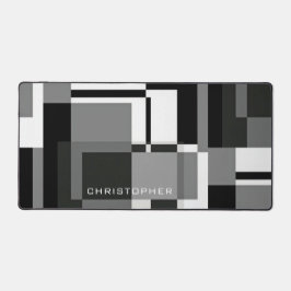 Zwart-wit Mondriaan stijl Abstract Naam toevoegen Bureaumat