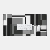 Zwart-Wit Mondriaanse Abstracte Geometrische Vorm Bureaumat (Keyboard & Muis)