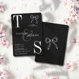 Zwart & Wit Monochrome Vetgedrukte Chic Modern Bow Kaart