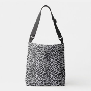 Zwart-wit monochroom, luipaard patroon crossbody tas