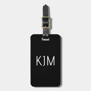 Zwart Wit Monogram Beginletters Naam Cadeau Favori Bagagelabel