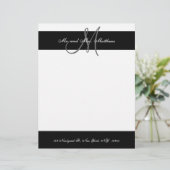 Zwart-wit monogram briefhoofd voor Passen getrouwd (Staand voorkant)