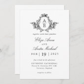 zwart-wit monogram bruiloft kaart (Voorkant / Achterkant)