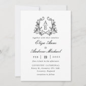 zwart-wit monogram bruiloft kaart (Voorkant)