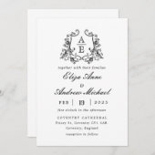 zwart-wit monogram bruiloft kaart (Voorkant / Achterkant)