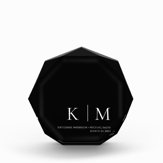 Zwart-wit-Monogram -Bruiloft Keepsake- Fotoblokken (Voorkant)