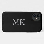Zwart wit monogram Case-Mate iPhone case (Achterkant (horizontaal))