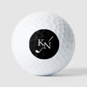 Zwart Wit Monogram Club Classic Naam initialen Golfballen (Voorkant)