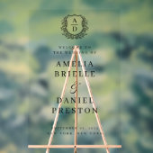 Zwart Wit Monogram Crest Wedding Welkomstbord Acryl Bord (Neutraal)