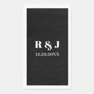 Zwart Wit Monogram Custom Couple Naam Bruiloft Servet