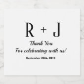 Zwart-wit Monogram Dank u bruiloft Likeurfles Etiket (Enkel label)