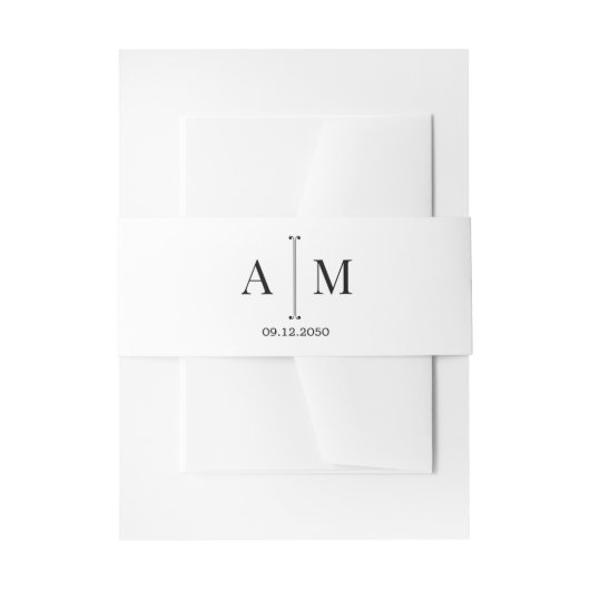 Zwart Wit Monogram Eenvoudig Minimaal Huwelijk Uitnodigingen Wikkel (Voorkant Voorbeeld)