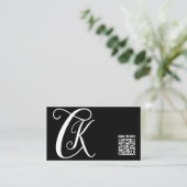 Zwart Wit | Monogram Elegant Visitekaartje (Staand voorkant)