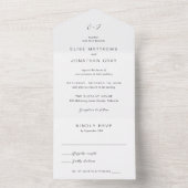 Zwart-wit monogram Elegante bruiloft All In One Uitnodiging (Binnen)