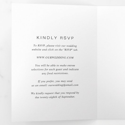 Zwart-wit monogram Elegante bruiloft Drieluik Uitnodiging (Binnenzijde eerst)