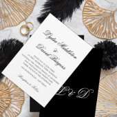 Zwart Wit Monogram Elegante Bruiloft Uitnodiging