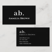 Zwart-wit monogram | Elegante Minimal Custom Visitekaartje (Voorkant / Achterkant)