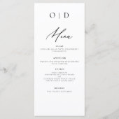 Zwart Wit Monogram Elegante Trouwreceptie Menu (Voorkant)