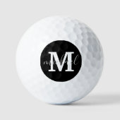 zwart-wit monogram gepersonaliseerd golfballen (Voorkant)