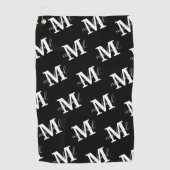 Zwart-wit monogram gepersonaliseerd patroon golfhanddoek (Voorkant)