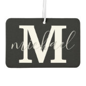 Zwart-wit monogram gepersonaliseerde chique luchtverfrisser (Achterkant)