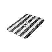 Zwart wit monogram gestript design badmat (Gekanteld)