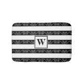 Zwart wit monogram gestript design badmat (Voorkant)