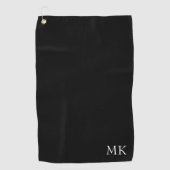 Zwart wit monogram golfhanddoek (Voorkant)