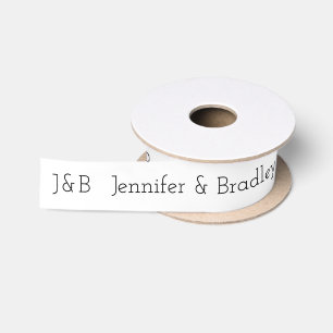 Zwart-wit monogram huwelijksnaam gepersonaliseerd lint