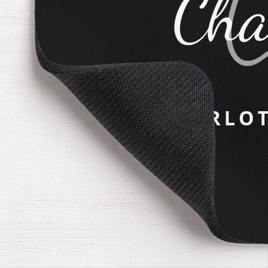 Zwart wit monogram initails naam minimalistisch muismat (Hoek)