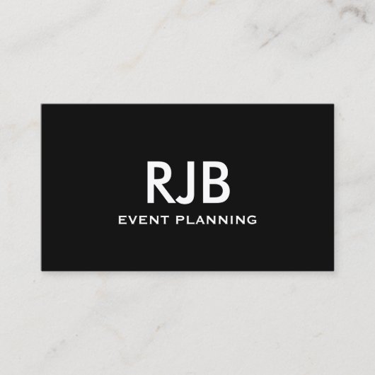 Zwart Wit Monogram Initiaal Aangepaste naam Eenvou Visitekaartje (Voorkant)