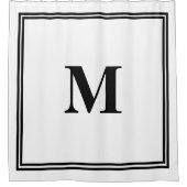 Zwart wit monogram Initiaal Aangepaste naam Stripe Douchegordijn (Voorkant)