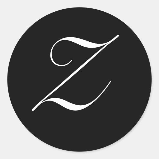 Zwart-wit monogram Initiaal Afsluiting "Z" Ronde Sticker (Voorkant)