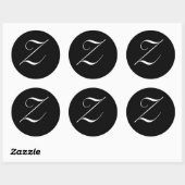 Zwart-wit monogram Initiaal Afsluiting "Z" Ronde Sticker (Vel)