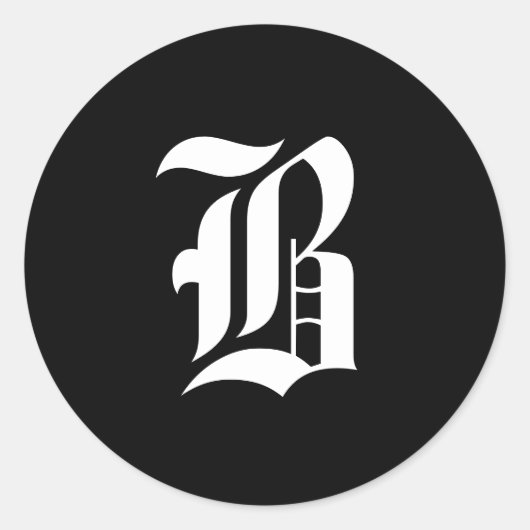 Zwart-wit monogram Initiaal B Ronde Sticker (Voorkant)