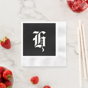 Zwart & Wit Monogram Initiaal H, Servet