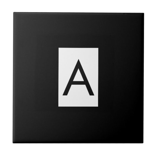 Zwart Wit Monogram Initiaal Letter Modern Plain Tegeltje (Voorkant)