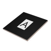 Zwart Wit Monogram Initiaal Letter Modern Plain Tegeltje (Zijkant)