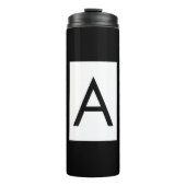 Zwart Wit Monogram Initiaal Letter Modern Plain Thermosbeker (Voorkant)
