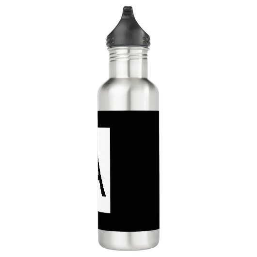 Zwart Wit Monogram Initiaal Letter Modern Plain Waterfles (Rechts)