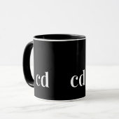 Zwart wit monogram initiaal modern aangepast mok (Voorkant links)