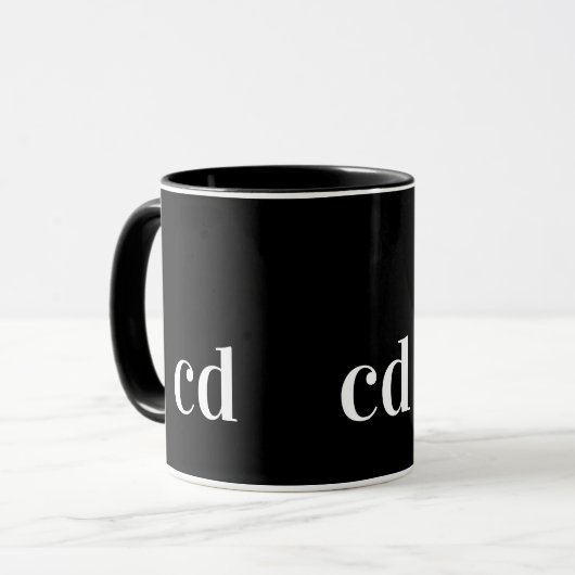 Zwart wit monogram initiaal modern aangepast mok (Voorkant links)