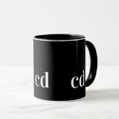 Zwart wit monogram initiaal modern aangepast mok (Voorkant rechts)