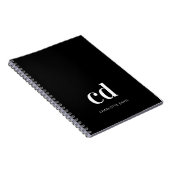 Zwart wit monogram initiaal modern aangepast notitieboek (Rechterzijde)