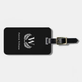 Zwart wit monogram initiaal naam klassiek bagagelabel (Voorkant horizontaal)