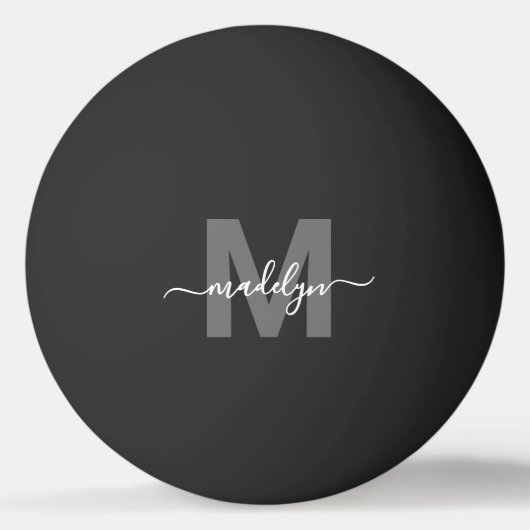 Zwart Wit Monogram Initiaal Naam Pingpongballen (Achterkant)