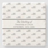 Zwart wit monogram initiaal trouw Save the Date Stenen Onderzetter (Voorkant)