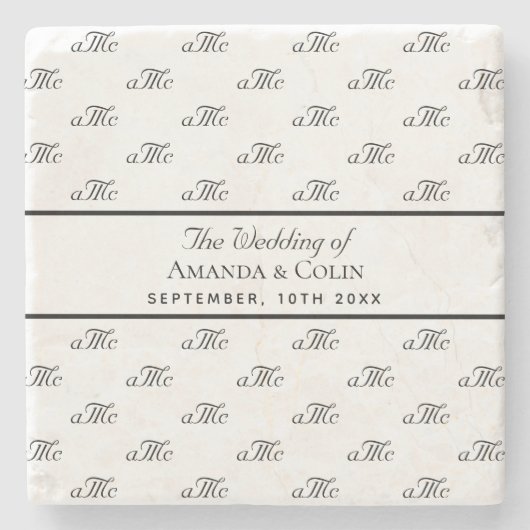 Zwart wit monogram initiaal trouw Save the Date Stenen Onderzetter (Voorkant)